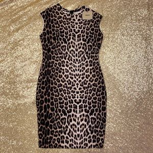 ASOS Bodycon Scuba Leopard Sleeveless Dress Size 4